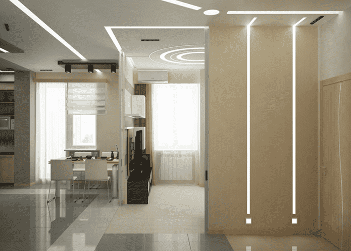 parete divisoria in cartongesso con retroilluminazione all'interno