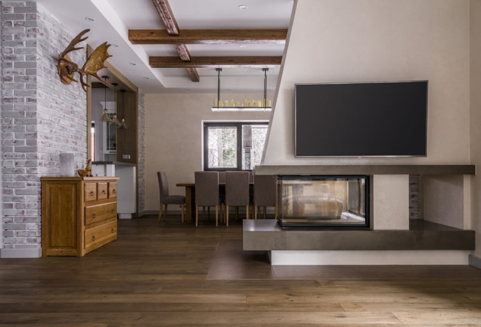 partizione diagonale all'interno della cucina-soggiorno