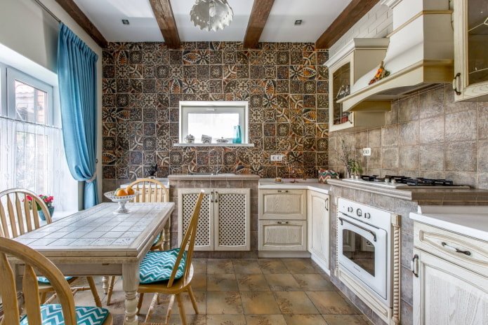 Cucina a L in stile provenzale
