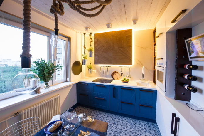 Cucina angolare in stile marinaro