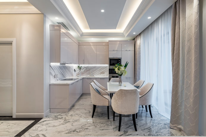 piastrelle per pavimenti in marmo nell'interno della cucina