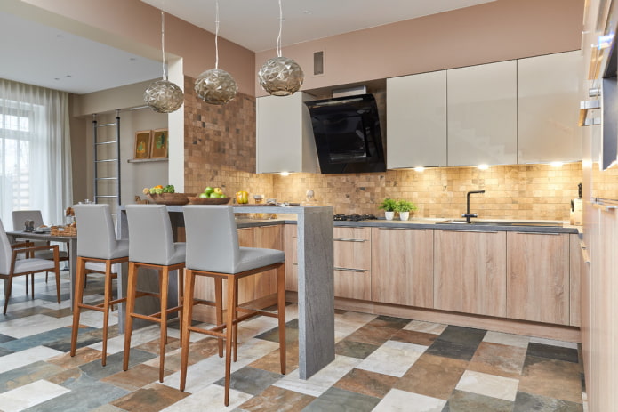 piastrelle multicolori per pavimenti in cucina