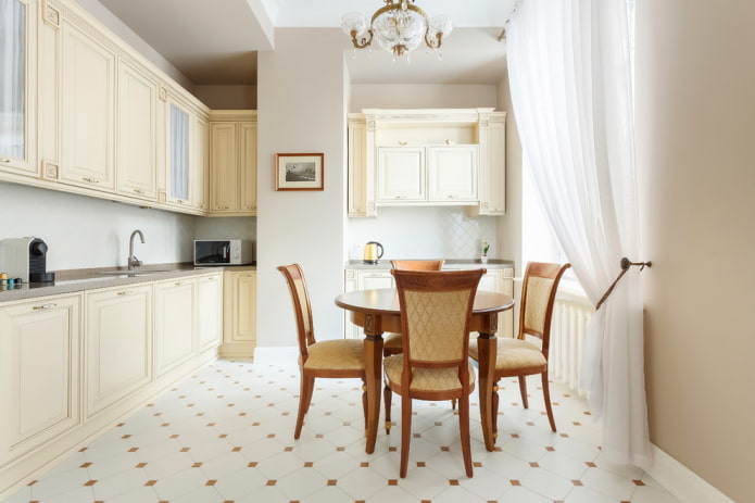 piastrelle per pavimenti con inserti nell'interno della cucina