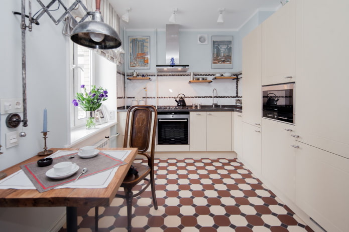 piastrelle opache per pavimenti negli interni della cucina