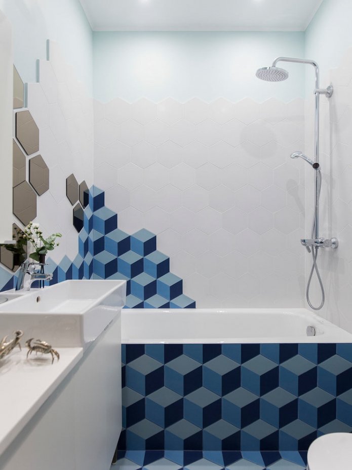 piastrelle a nido d'ape nel bagno