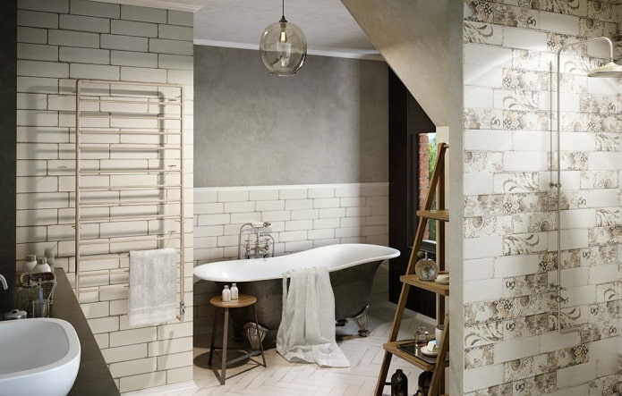 piastrelle per l'interno del bagno in stile shabby chic