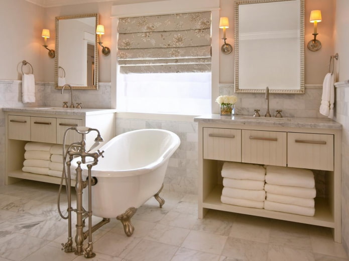 piastrelle per l'interno del bagno in stile shabby chic