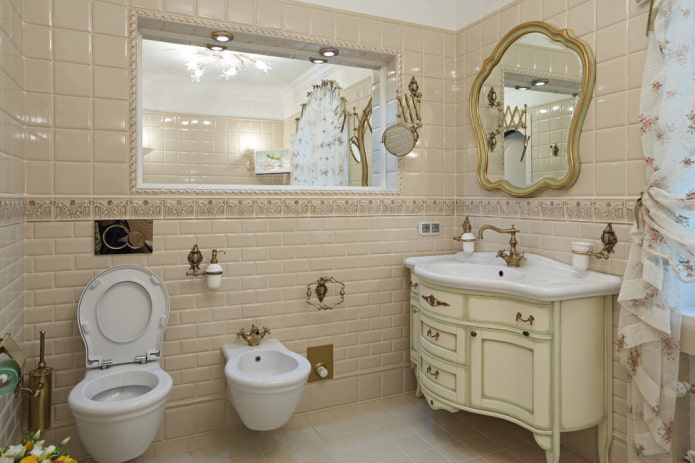 piastrelle all'interno del bagno in stile shabby chic