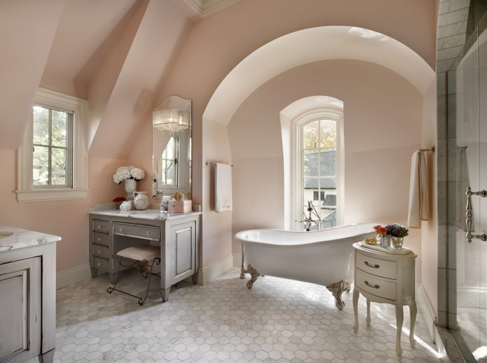 piastrelle per l'interno del bagno in stile shabby chic