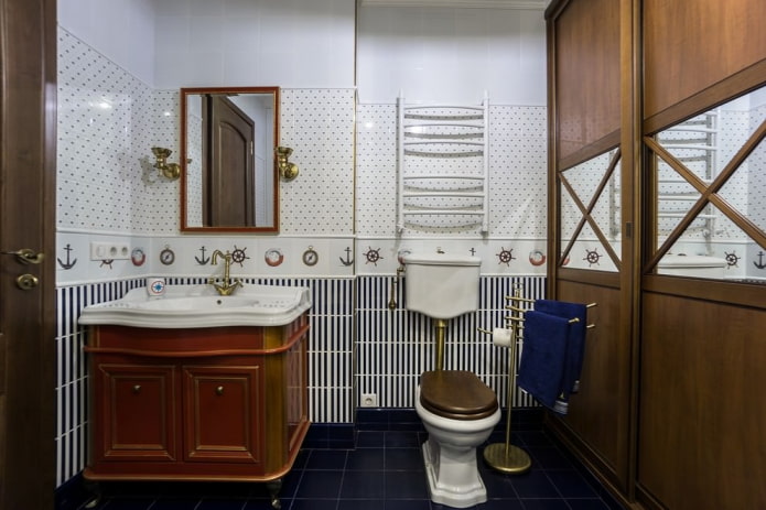 piastrelle per l'interno del bagno in stile marino