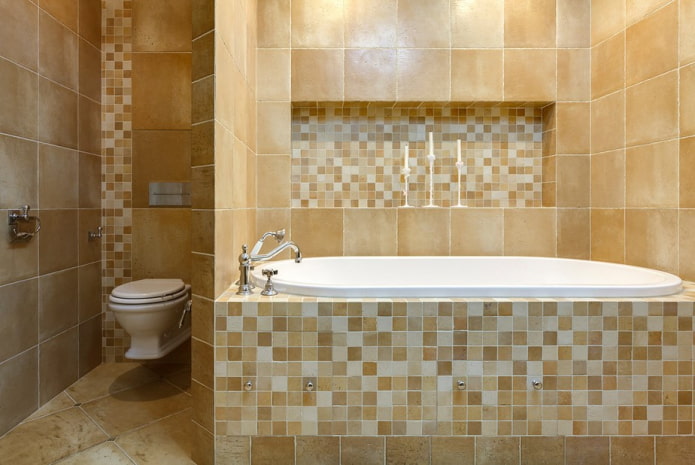 nicchia con finitura piastrellata in bagno