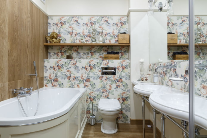 rifinitura piastrellata all'interno del bagno