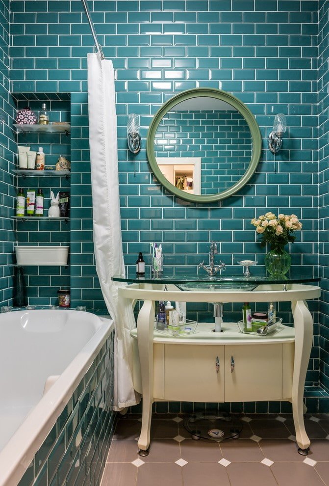 finitura a nido d'ape in piastrelle per interni del bagno