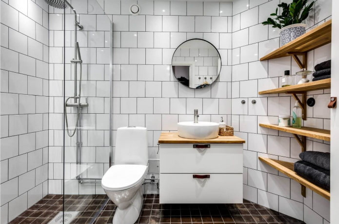 piastrelle per l'interno del bagno in stile scandinavo