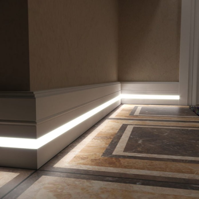 illuminazione da pavimento con striscia LED per interni
