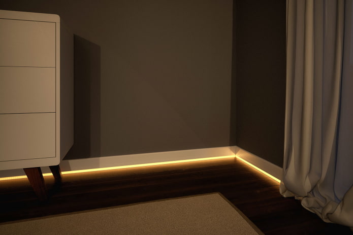 illuminazione da pavimento con striscia LED per interni