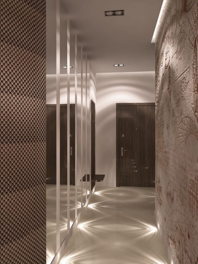 illuminazione a pavimento all'interno del corridoio