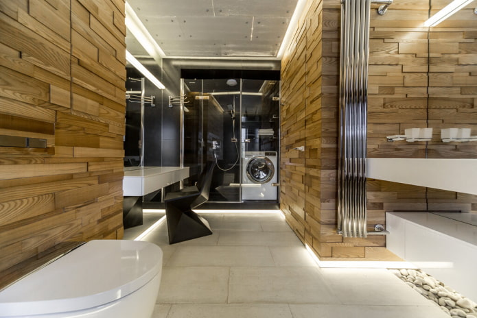 illuminazione da pavimento nell'interno del bagno