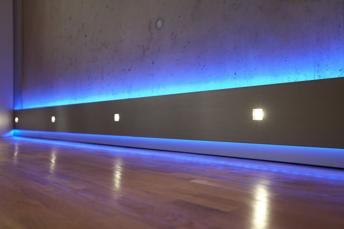 illuminazione da pavimento con cavo al neon per interni