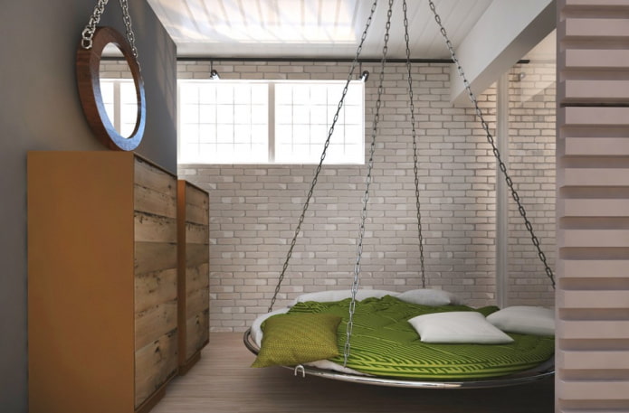 letto sospeso rotondo all'interno