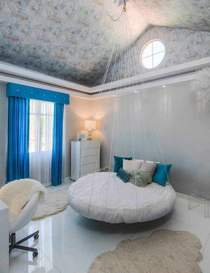 letto sospeso rotondo all'interno