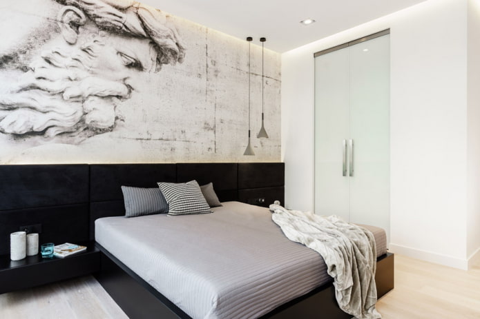letto con copriletto in stile minimalismo