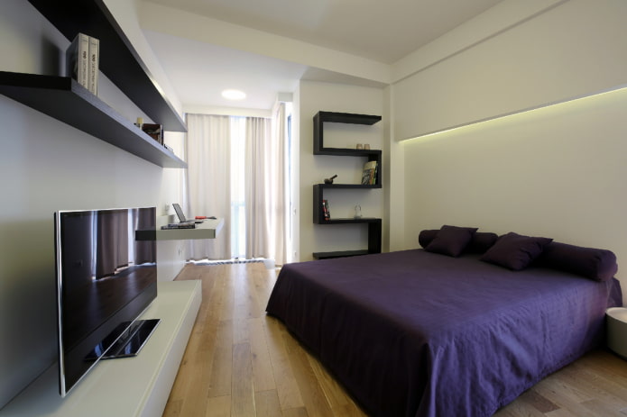 letto con copriletto in stile high-tech