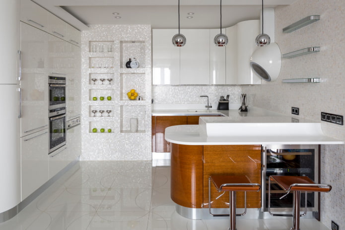 ripiani in cartongesso all'interno della cucina
