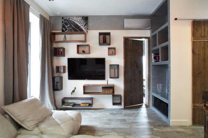 mensole a muro quadrate all'interno