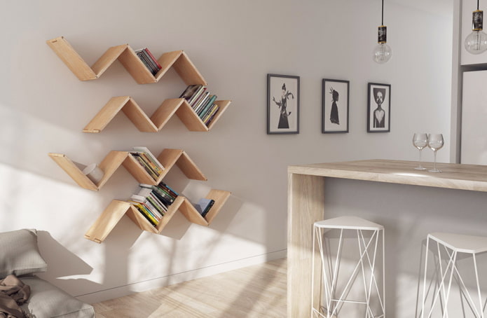 mensole a muro a zigzag nell'interno