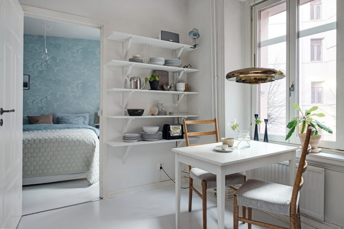 scaffali a muro per interni in stile scandinavo