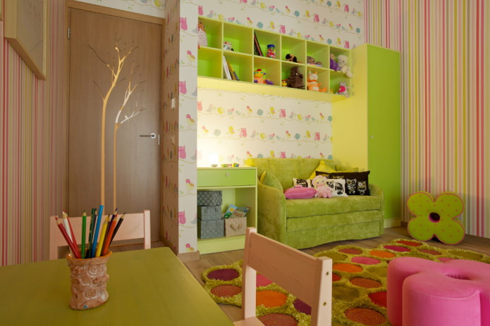 colorazione degli scaffali all'interno della cameretta