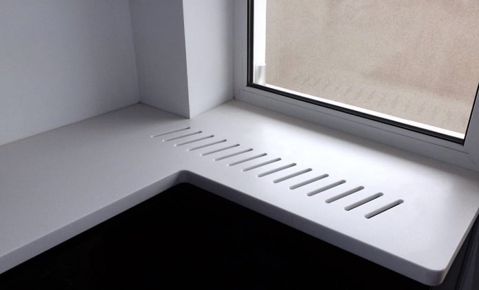 fori di ventilazione nel piano di lavoro sotto la finestra
