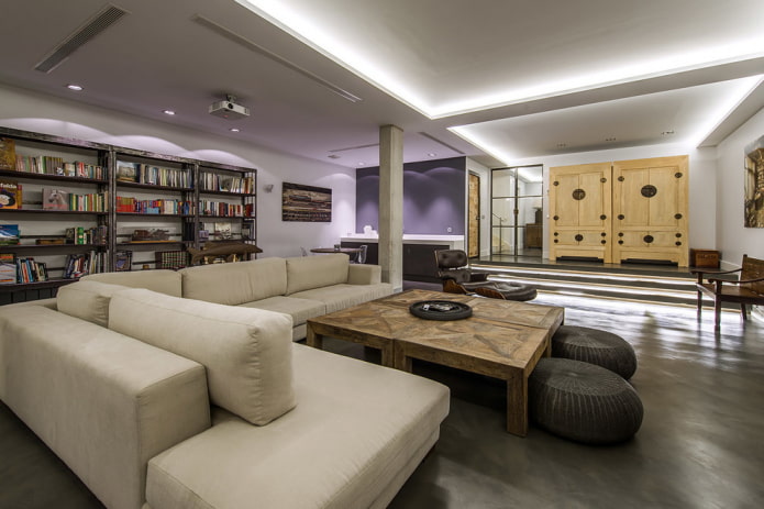 soffitto in cartongesso in stile loft