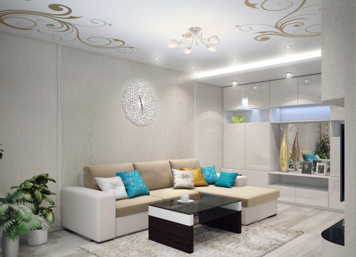 soffitto in cartongesso con motivi in la sala