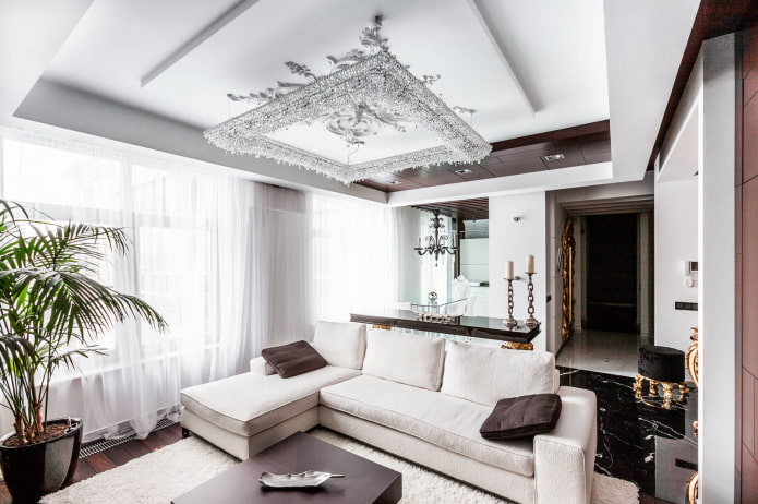 struttura in cartongesso con lampadario