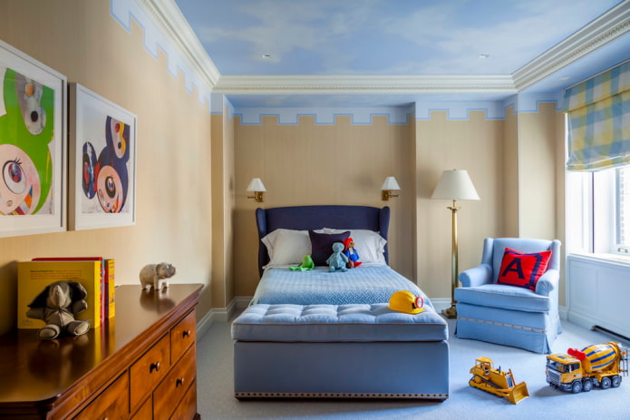 modanature del soffitto all'interno della cameretta dei bambini