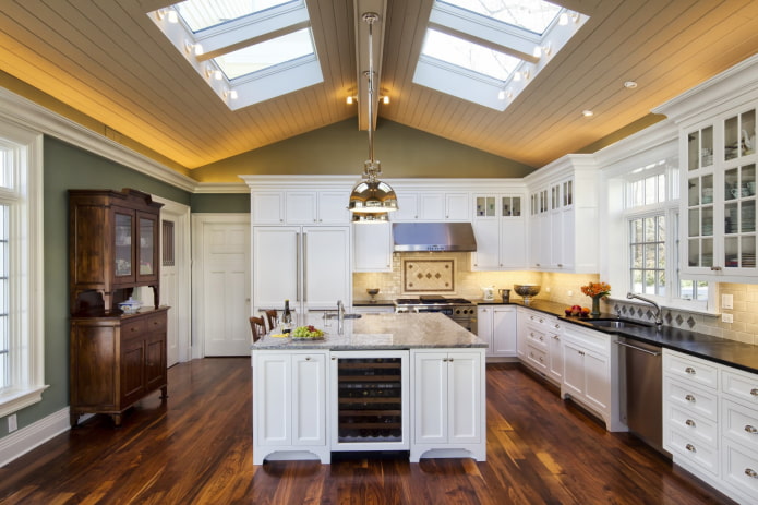struttura del soffitto nella cucina al piano mansardato