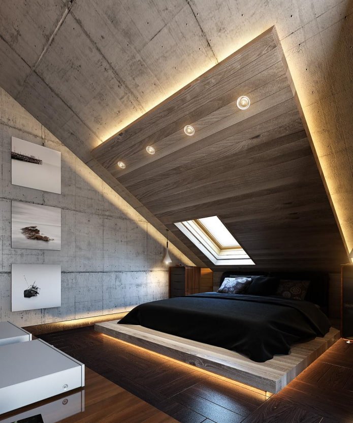 design del soffitto in mansarda in stile moderno