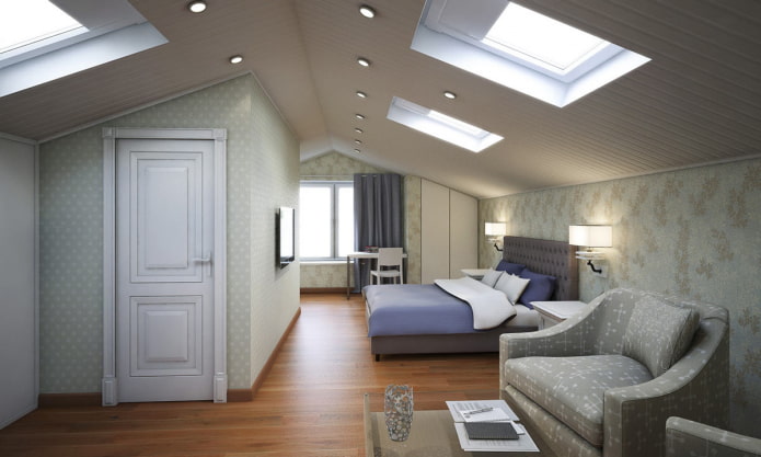 faretti sul soffitto della mansarda