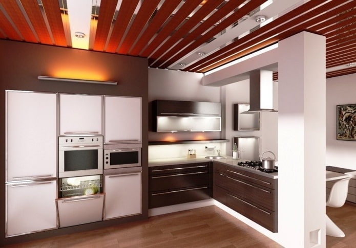 pannelli per soffitto in metallo in cucina