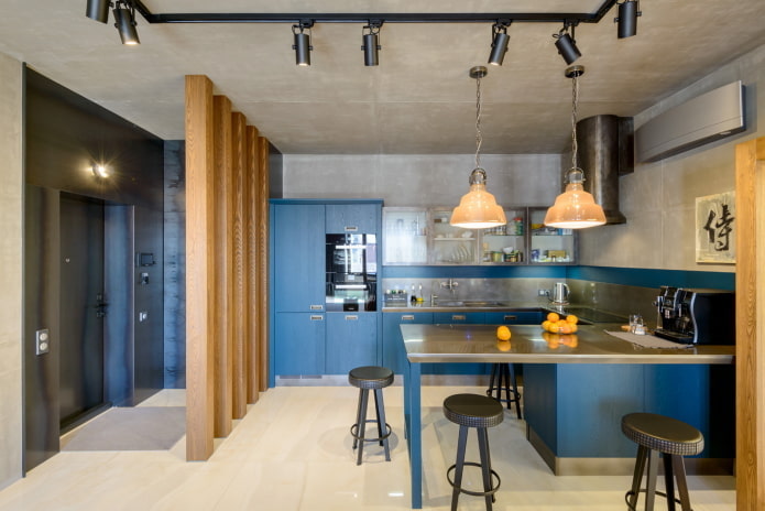 soffitto in cemento all'interno della cucina