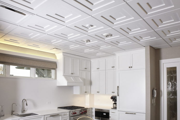 piastrelle sul soffitto nell'interno della cucina