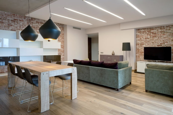 linee luminose sul soffitto all'interno