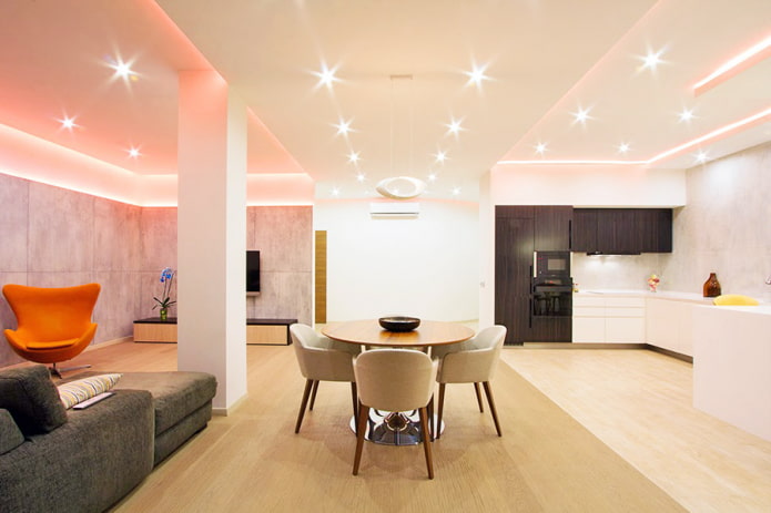 struttura a soffitto con luci a LED