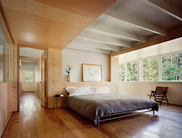 rivestimento in compensato per pareti e soffitti della camera da letto