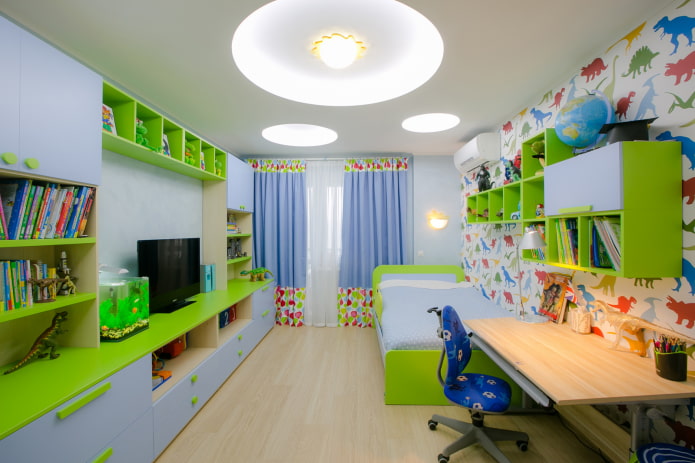 struttura del soffitto con illuminazione nella cameretta dei bambini