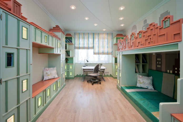 struttura del soffitto a un solo livello nella cameretta dei bambini