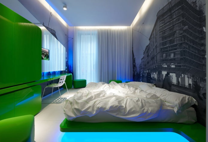 soffitto intagliato galleggiante nella camera da letto