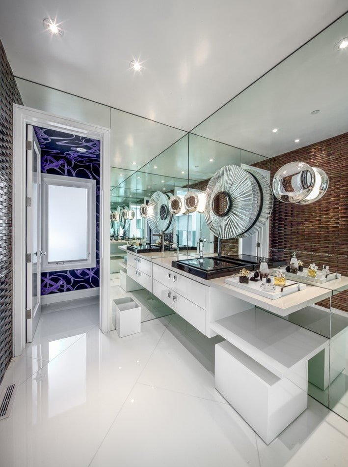 soffitto con texture satinata in bagno